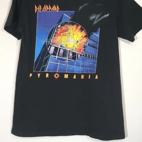 Vintage Band Tee Def Leppard T Shirt Graphic Fire - Picture 4 of 6
